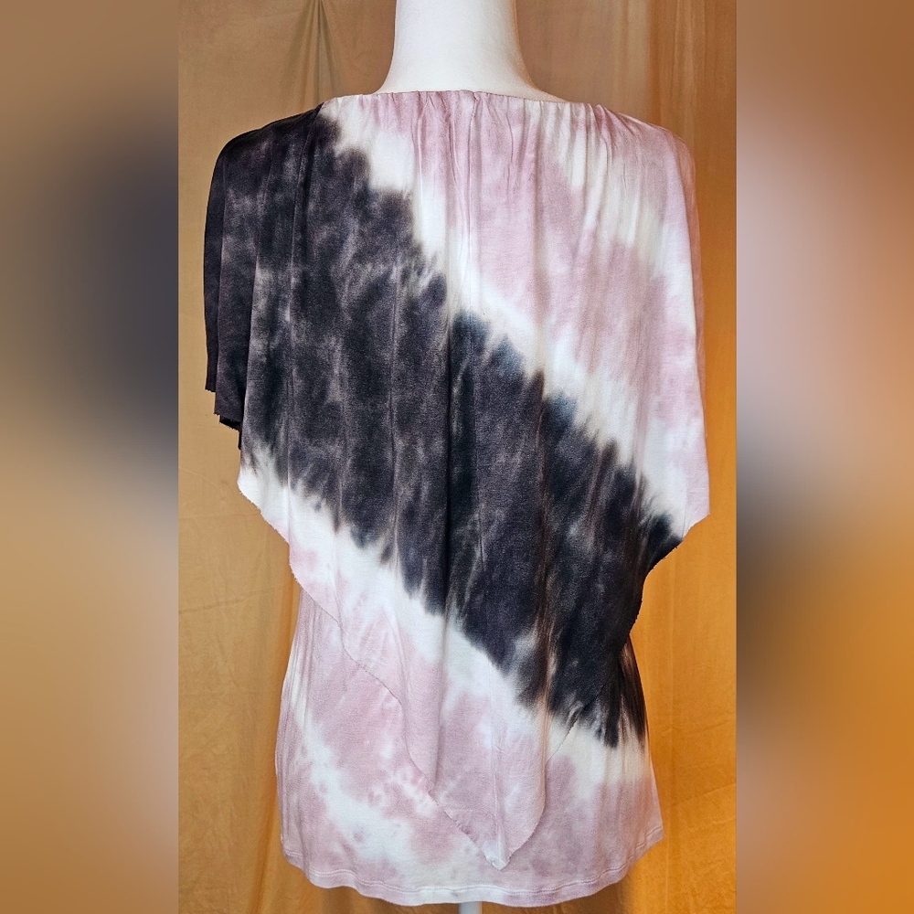 Juicy Couture Pink Gray Tie Dye Draped Poncho Overlay Top M NWOT - Picture 8 of 12